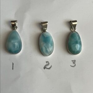 Elegant S Silver and Larimar Stone Pendant